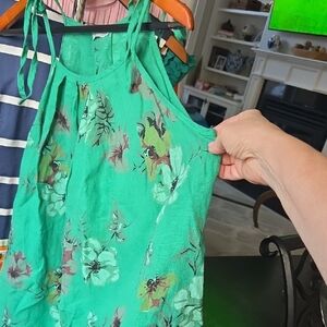 Linen Floral Green Women's Summer Dress